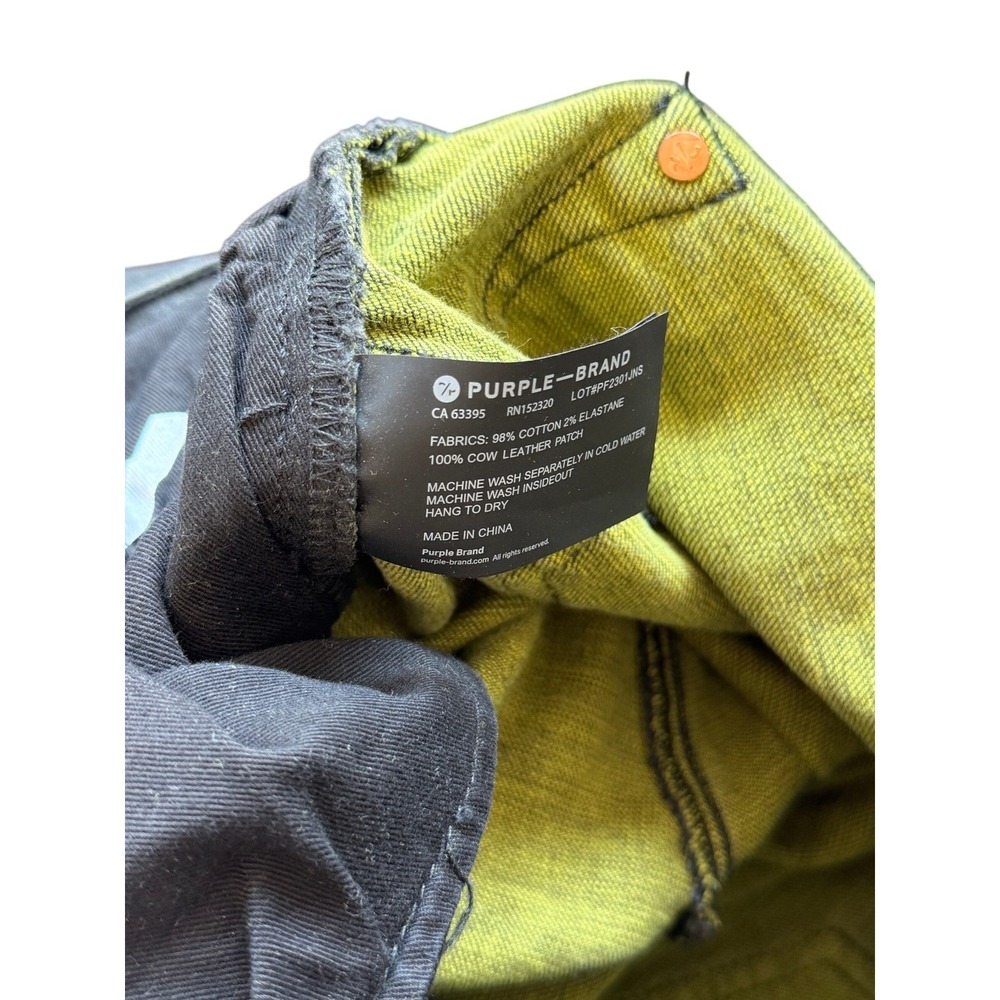 Purple Brand P001 Jeans | Black Wash w/ Yellow Contrast Weft |‎ Mens 31 | NWOT - Picture 5 of 13